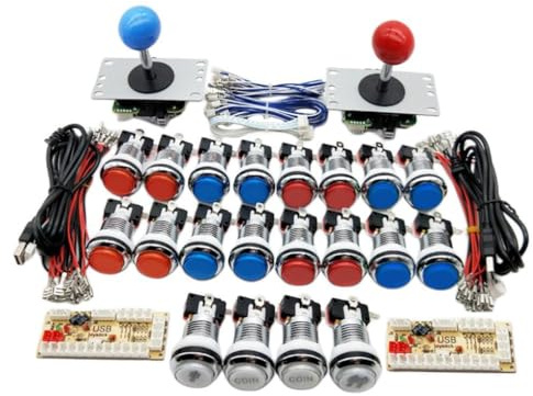 TWISAXC Kit fai da te per joystick arcade con scheda USB per giochi su Win10/Linux, pulsanti arcade per 2 giocatori e kit joystick davvero Plug