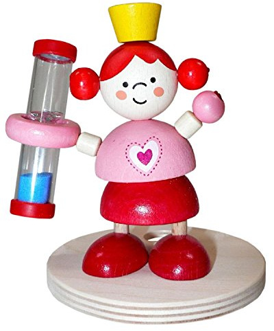 Hess Holzspielzeug 14519 - Zahnputzuhr aus Holz für Kinder, Serie Prinzessin, inkl. Bürstenhalter und drehbarer Sanduhr, handgefertigt, zur täglichen Nutzung beim Zähneputzen