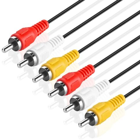 TNP 3 RCA AV Cable - 25 ft Audio Video RCA Cable - 3 RCA Cord Male to Male Connector - Dual Shielded Composite Video Cable Jack Plug for TV, VCR, DVD, Satellite, and Home Theater Receivers