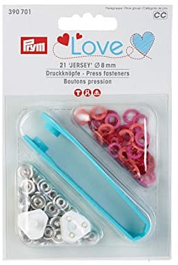 Prym Love Druckknopf Jersey Color MS 8 mm rot, Messing, 9 mm, 390701-1
