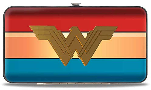 Buckle-Down Hinge Wallet – Wonder Woman 2017 Icon/Stripe Red/Golds/Blau