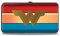 Buckle-Down Hinge Wallet – Wonder Woman 2017 Icon/Stripe Red/Golds/Blau