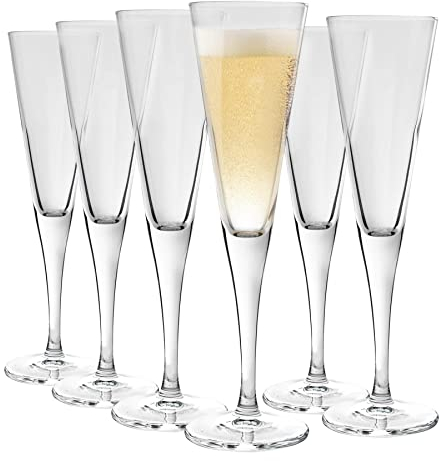 Bormioli Rocco Ypsilon Champagne Flute Glasses - 160ml - Pack of 6