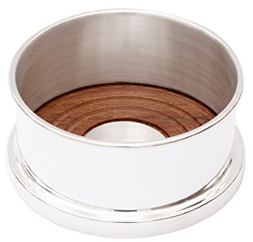 Brillibrum Design Flaschenuntersetzer aus Metall versilbert mit edlem Holzboden Tropfschutz für Wein Sekt & Wasserflaschen Silber Untersetzer Tropfenauffang