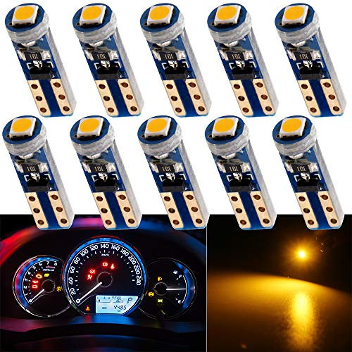 Ampoules LED T5 Jaune W1.2W W2.3W pour Tableau de Bord 3030 SMD 60 Lumen DC 12V