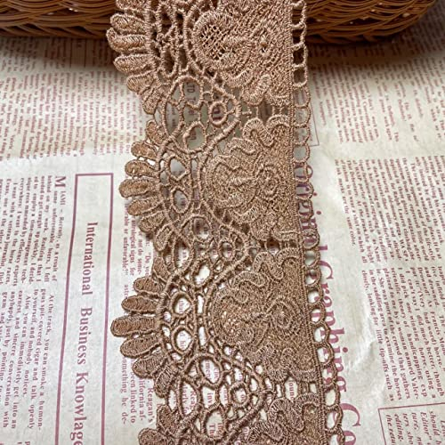 Garniture de dentelle inélastique pour broderie de motif de couronne Europe de 9CM de largeur, vêtements/accessoires Bridal DIY de couverture de nappe de rideau. (2 yards dans un package) (beige)