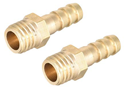 sourcing map 2 Stück Verbindungsstück aus Messing 8 mm x M12 x 1,75 | metrischer Stecker an Schlauch mit Widerhaken