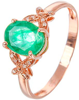 Bishilin Damen Ringe 750 Ehering Schmetterling Oval Smaragd Hochzeitsring Rosegold Verlobungsring Diamant 58 (18.5)