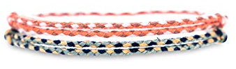2x bracelet de cheville set pour hommes et femmes - boho hippie - accessoires de plage et de festival - fabriqués à la main - 100% coton écologique, imperméable et ajustable (Bleu & Rouge)