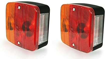 AB1 flexzon 2x 12v Rear Tail Square Lights Lamps 4 Functions Trailer Caravan Truck Lorry E11