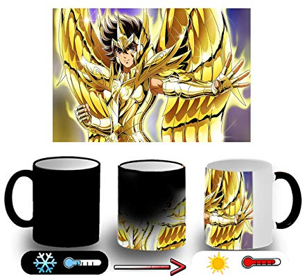 MERCHANDMANIA TAZA MÁGICA SEIYA CABALLERO ORO SAGITARIO magic mug