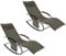 SoBuy Set di 2 sedie a dondolo da esterno Poltrone sedie sdraio da giardino con cuscino e poggiatesta portata fino a 150 kg Marrone 150x63x87 cm OGS28-BRX2