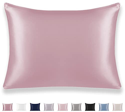 Texbee Seidenkissenbezug für Haare und Haut, versteckter Reißverschluss, 1 Stück, Queensize, für Damen und Herren, bequem, atmungsaktiv, 50 x 75 cm, Zimtrosa