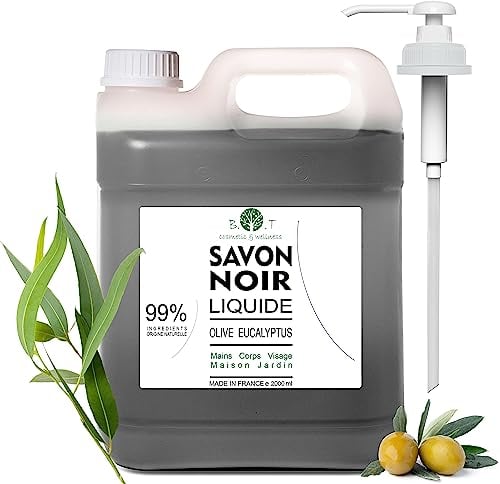 100% Natürliche Schwarze Mehrzweckseife - Für Körper, Gesicht, Hände, Haare, Kleidung und Haushalt 2000 ml