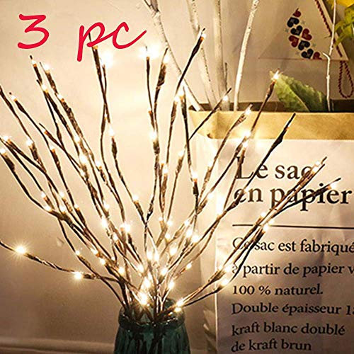 LED Zweig Lichter Dekoleuchte Dekozweige Lichterzweige 20 LEDs Lichter Zweige Lichterbaum Kaltes Weiß LED Baum Lichterzweig Dekobeleuchtung für Heimdekoration- 3 Stücke