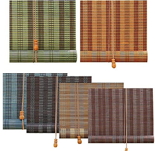 Tenda A Rullo in bambù,Arancio, Grigio, Blu,Bamboo Tenda A Rullo,Tasso di Ombreggiatura del 70%,Tapparella Carrucola,Dimensioni Personalizzabili,Cortina di bambù,per Camerette