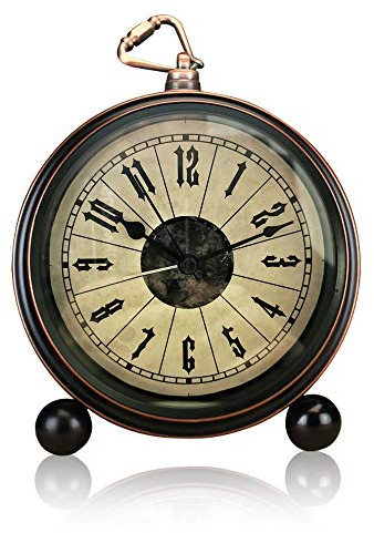 ALEENFOON 5 Metall Wecker Ohne Ticken Analoge Wecker Retro Groß Leise Wecker Analog Batteriebetrieben, Lauter Alarm, Geräuschlos Tischuhren Wecker (Retro)