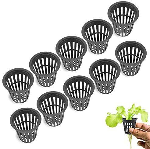 HERCHR 10 pièces Pots Nets pour la Culture hydroponique, Tasses hydroponiques de 2 Pouces Tasses de Filet de Maille Fendues de Jardin(Noir)