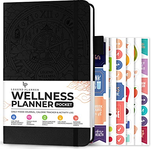 Legend Wellness Planner & Food Journal - Tägliches Diät-, Gesundheits- & Fitness-Tagebuch mit Übungs- & Gewichtsverlust-Trackern - Lifestyle, Ernährung & Workout Tagebuch - Hält 6 Monate,