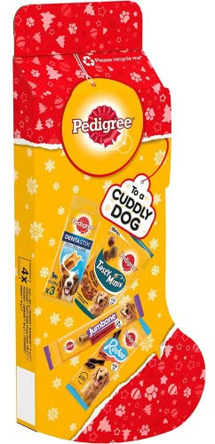 PEDIGREE Weihnachtsstrumpf, Geschenk für ausgewachsene Hunde, gemischt, 367 g (1 x Strümpfe)