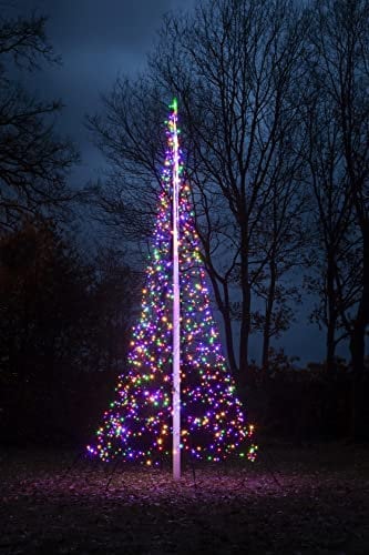 Fairybell LED-Weihnachtsbaum für draussen - 6 Meter - 1200 LEDs - Weihnachtsbaum im Fahnenmast - Multi Colour