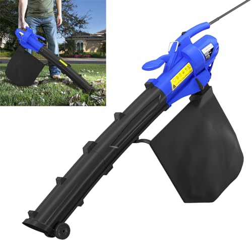 Garden Blower Vacuum and Shredder, 3 in 1 Leaf Blower and Vacuum, 3000W Grass Leaf Vacuum with 30L Collection Bag 10:1 Shredding Ratio 10m Cable