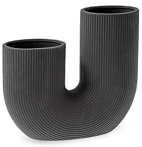 Storefactory - Stråvalla - Vase - U Vase - Bogenvase - Keramik - Dunkelgrau - Maße (LxBxH): 24 x 7 x 21 cm