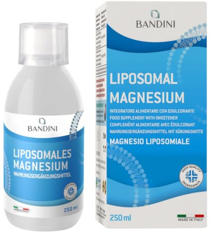 Bandini® Liposomales Magnesium | 250ml Flüssigformat | Hochdosiert | mit 100mg je Tagesdosis | Muskelkrämpfe, Nervensystem, Müdigkeit | Laborgeprüft, vegan | Alternative zu Kapseln und Pulver