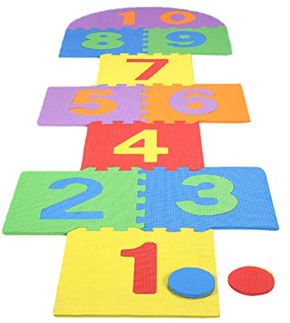 Dan&Dre Hopscotch Teppich,Hüpfspiel Teppich Hüpfkästchen, Kinder Teppich,Kids Weiche Eva Schaum Verriegelungsfliesen Indoor Outdoor Garden Family Spiel Spielzeug