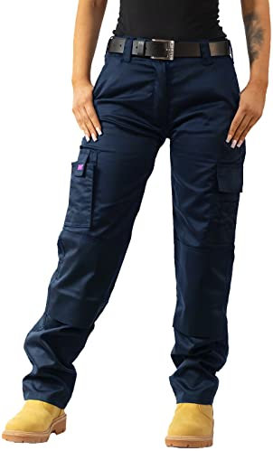 MIG Womens Cargo Combat Work Trousers - Built with Knee pad Pockets, Ideal Tactical Trousers for Women Workwear (Navy - 18 Short)