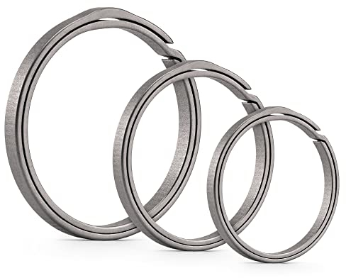 KeyUnity KA19 Schlüsselringe Schlüsselanhänger, Titan-Spaltring 22/27/33 mm Seitlich Drückender Runder Flacher Schlüsselringe Schlüsselring Karabiner für Männer und Frauen (1L+1M+1S)