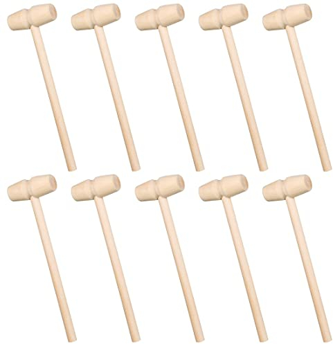 10 Pcs Martello Di Legno, Bambini Giocattolo Martello Battere, Ragazzi e Ragazze Martello Creativo Martello Costruzione Maglio Educativo Palla Martello Legno