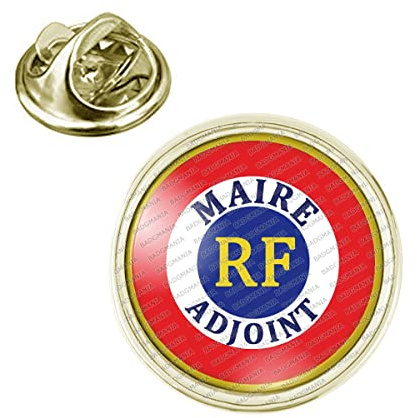 Badgmania Pin's Doré 20mm Cocarde RF Bleu Blanc Rouge Maire Adjoint Ecriture Bleue Logo 18mm Pins Bouton Epinglette