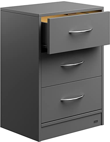 Casaria® Nachttisch Anthrazit LED 3 Schubladen Kabelführung Wandbefestigung Boxspringbett Schlafzimmer Nachtschrank Nachtkonsole Nachtkommode 54x39x28cm