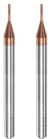 sourcing map 2 Stück VHM Schaftfräser 1 mm, 4 Zähne Klingenlänge 6 mm TitanBeschichtung (Nanograd)-Beschichtung CNC Fräser für Edelstahl, Verbundwerkstoffe und Legierungen