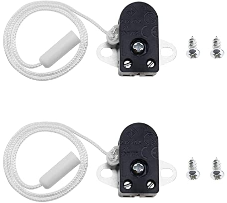 2 Pezzi Interruttore a Corda Interruttore a Tirante Interruttore per Lampada Interruttore Light Pull Switch per 2A 250V Mini Pull Cord Interruttore