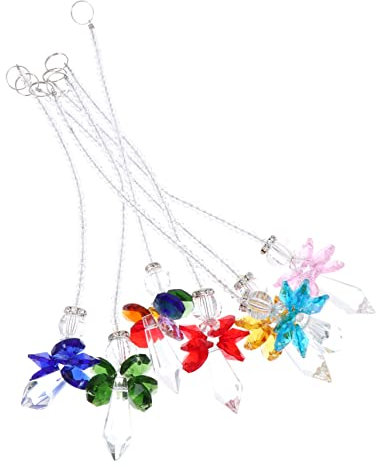 Warmhm 7 Stücke Anhänger Glas Klar Ornamente Deckenleuchte Ornament Kristall Anhänger Glas Pendelleuchte Kronleuchter Prismen DIY Hängende Schmuck Dekoration Kreuz Hängende