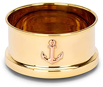 NKlaus Maritim Flaschenuntersetzer 10cm aus Messing und Holz 5cm hoch Holzuntersetzer 11772