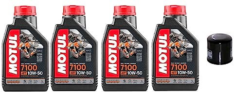 4 litri olio moto 7100 10W-50 4T 10W50 100% Sintetico + FILTRO OLIO HF 204 compatibile con scooter e moto