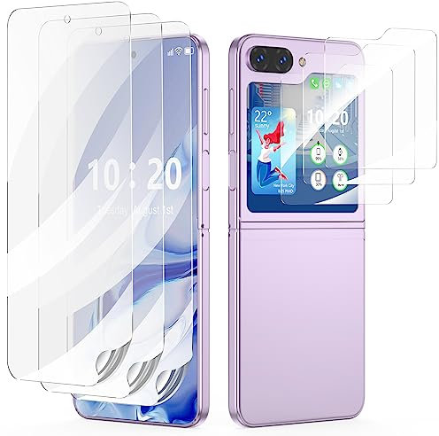 Protector de pantalla para Samsung Galaxy Z Flip 5 5G, 3 protectores de pantalla interior flexibles + 3 protectores de pantalla de vidrio templado
