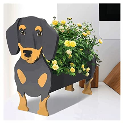 Awoyep Dackel Hund Pflanztopf, Blumentopf Dekorationen,PVC Rechteckig Blumentöpfe Flower Cactus Plants Gartentöpfe, Pflanzenbehälterhalter für Innendekorationen Im Freien