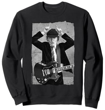 AC/DC Rock Music Band Angus Young Distressed Photo Sweatshirt