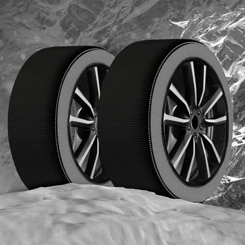 A2ZWORLD Catena da Neve Tessile per Pneumatici, Calze da Neve per Auto, Omologate EN 16662-1, Colore Nero, Misura (M)