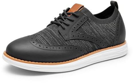 Bruno Marc Zapatos Casuales Transpirables Zaptos Cordones con Plantilla Acolchada Zapatillas Comodas,Size 47,Negro PU,SBOX2408M