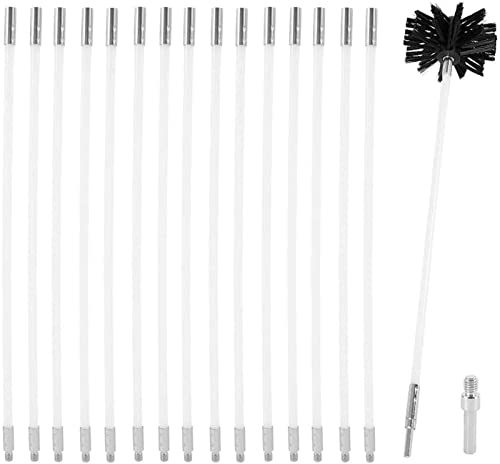 Schornsteinbesen Alle Kaminbesen Zugseil Flexstange Rußbesen Schubstange Kaminbürste Reinigungsset Gemauerte kaminbürste Stange Set (Color : 15 Rods, Size : 410mm)