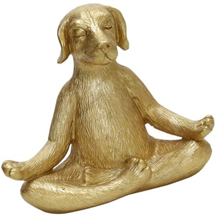 GOOHOCHY Meditierende Hundestatue aus Harz Yoga Figur für Zuhause Tischdekoration Zen Hundeskulptur Boho Stil Haustier Ornament für Hundeliebhaber