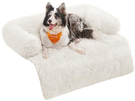Feandrea FluffyHug Panier pour Chien, Tissu Peluche, Tapis, Couverture de Protection pour Canapé, Taille XL, pour Chiens de Moyenne et Grande Taille, 110 x 95 x 18 cm, Blanc Nuage PGW223W01