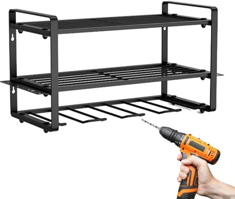 Soporte para herramientas eléctricas, organizador de taladro resistente, montaje en pared, accesorios de garaje, ahorro de espacio, para garajes, almacenes, talleres