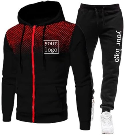 Personalisierte Herren Trainingsanzug Benutzerdefiniert Logo 2 Stück Sets Jogging Hoodie + Hose Lässig Draußen Sportbekleidung DIY Druck Reißverschluss Sweatshirt Color5,3XL