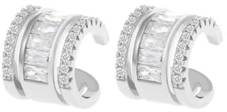 HUGE TOMATO Sterling Silber Ohrmanschette und Cubic Zirkonia Ohrringe für Frauen, Ohrclip für nicht durchstochenes Ohr, Single Clip&Dangle Hoops Set für Kombination